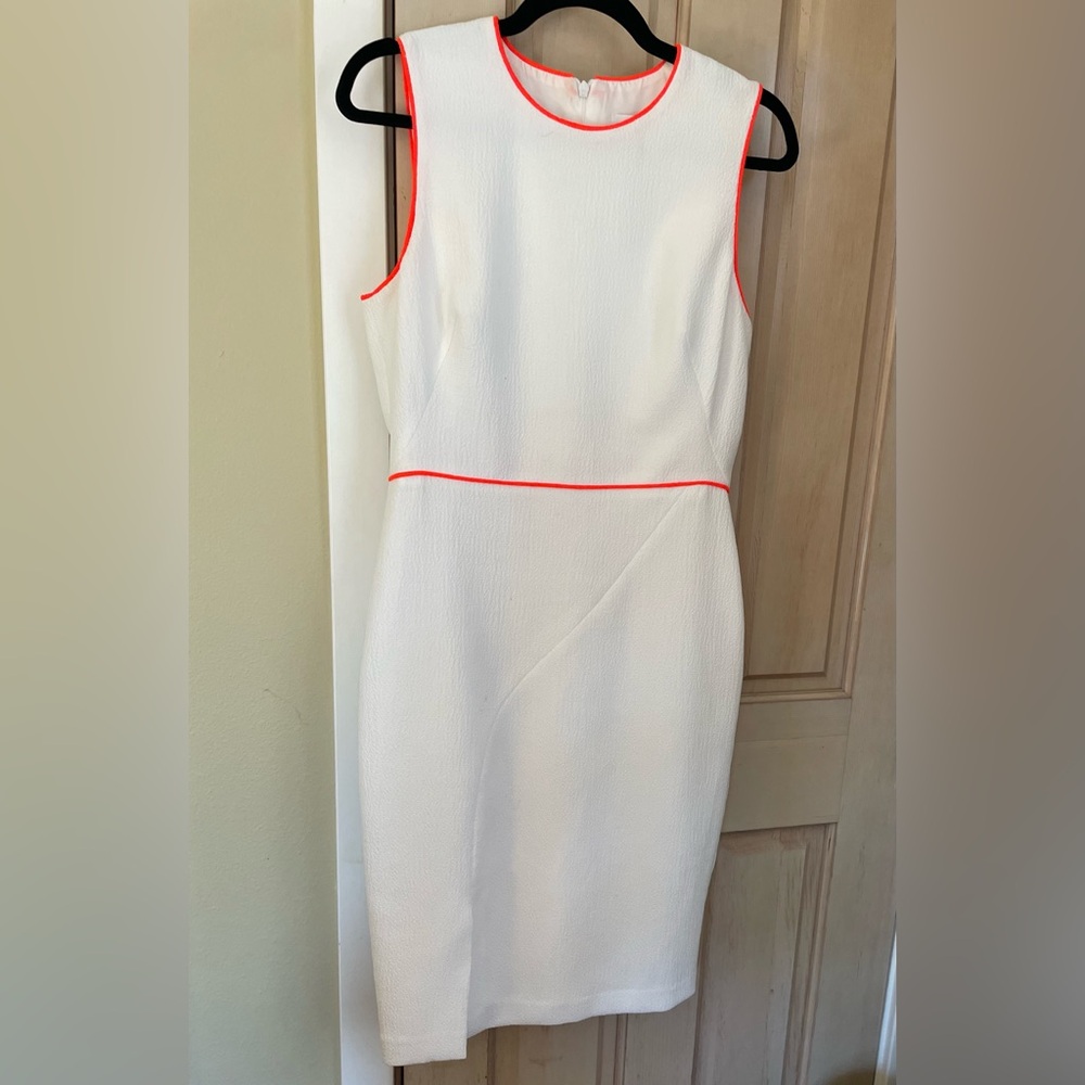 Black Halo Ivory Dress with Neon Orange Accents